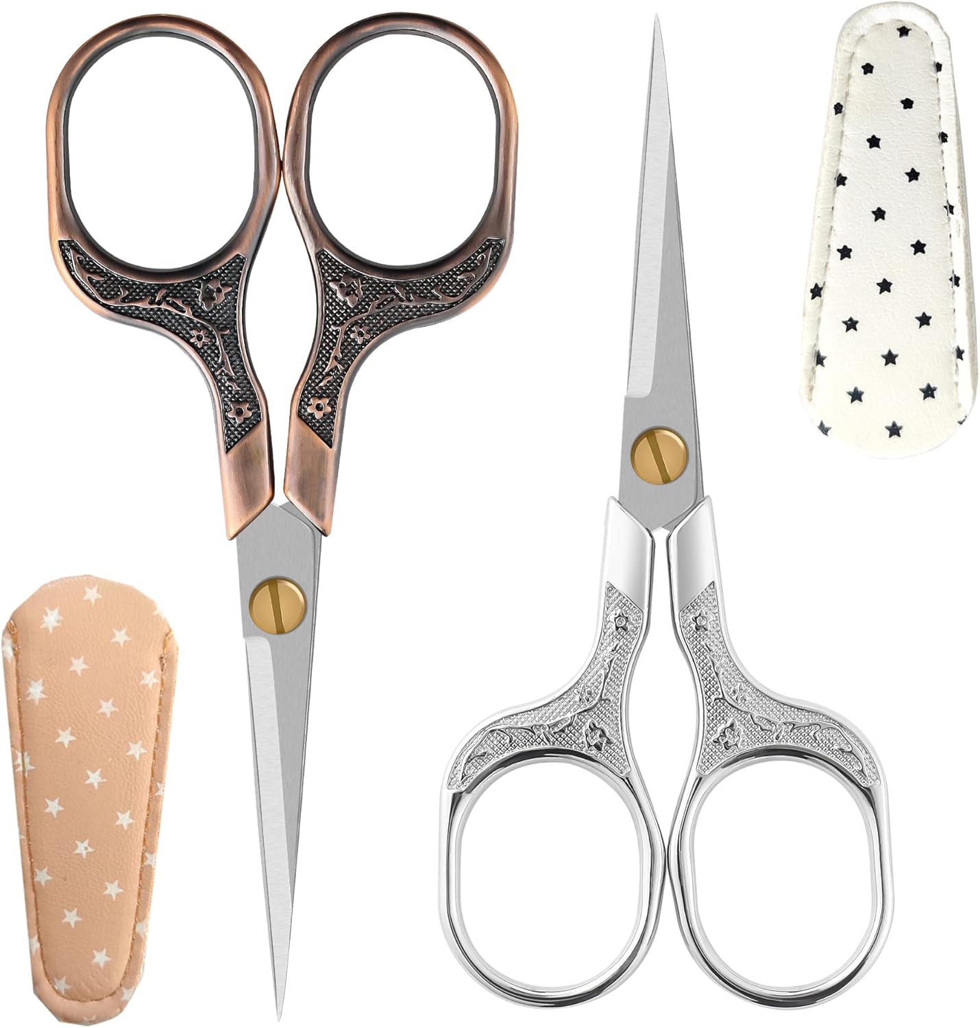 Facial Small Hair Grooming Beauty Scissors,2pcs 5 inch Comestic Cutting shears for Men and Women,Hair Trimming,Beard,Nose Hair,Eyelash,Sewing,Embroidery,Craft, Art Work & Everyday Use