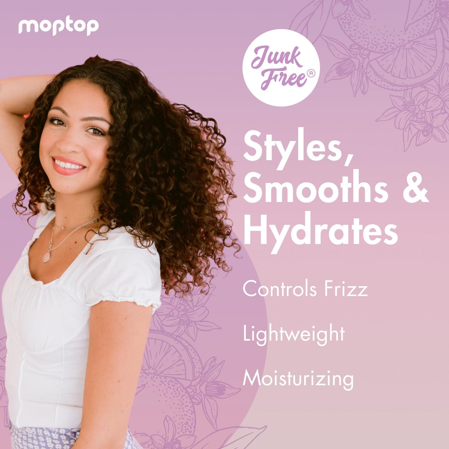MopTop Curly Hair Gel Custard - Styling Gel for Moisturizing and Defining Soft Curls, Lightweight and Anti Frizz, Curly Hair Products for Waves, Coils & Kinks (Citrus Kumquat, 8oz)