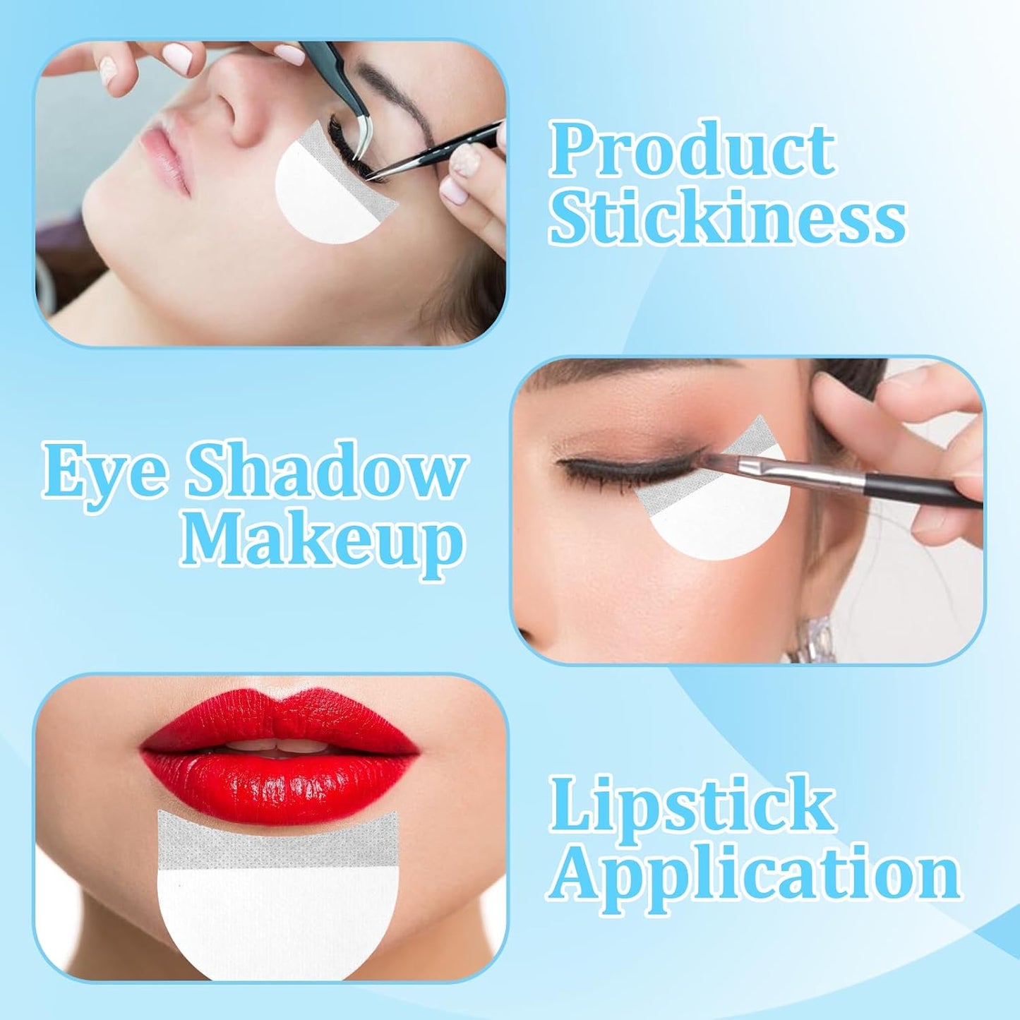 150 Pcs Eyeshadow Shields, Lint Free Eyeshadow Stencil Gel Pad Under Patches, Prevent Makeup Residue Eye Shadow Makeup Patches for Eyelash Extensions, Eyeliner, Lip and Tinting Makeup