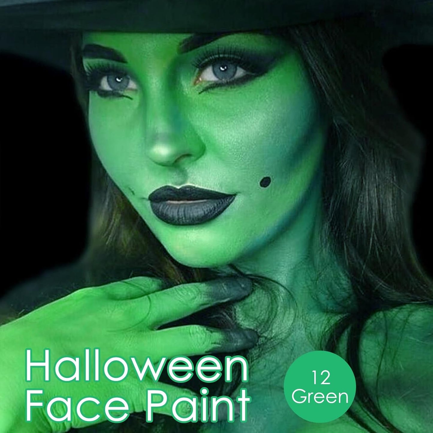 2pcs Green Face Body Paint Stick,Green Eyeblack Lipstick for St Patricks Day/Halloween/Costume Accessories Vampire/Joker/Clown/Witch Makeup Cream Face Paint SFX Makeup Easy to Blend