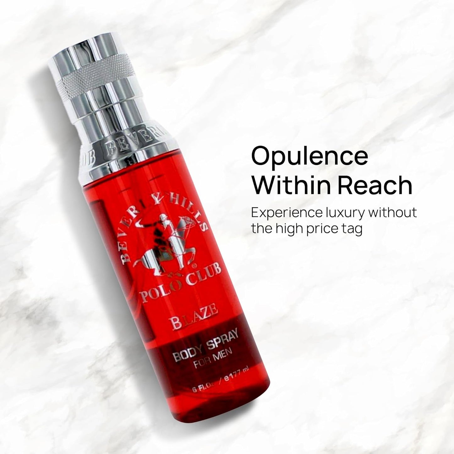 Beverly Hills Polo Club Body Spray for Men - BHPC Blaze - Fresh, Earthy with Notes of Cedar & Basil - Long Lasting Body Mist Cologne Scent - Ideal Gift for Him, 6oz