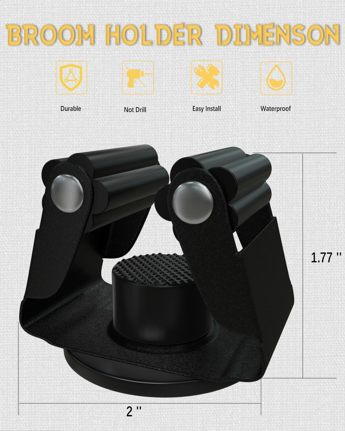 Mop Holder Magnetic, Black Steel Broom Hanger Magnetic Holder for Garden Tool, Rack Rake, Shovel Handle, Garage, Kitchen, Laundry Tools Organizer - No Drilling - 4 PCS/Gray…