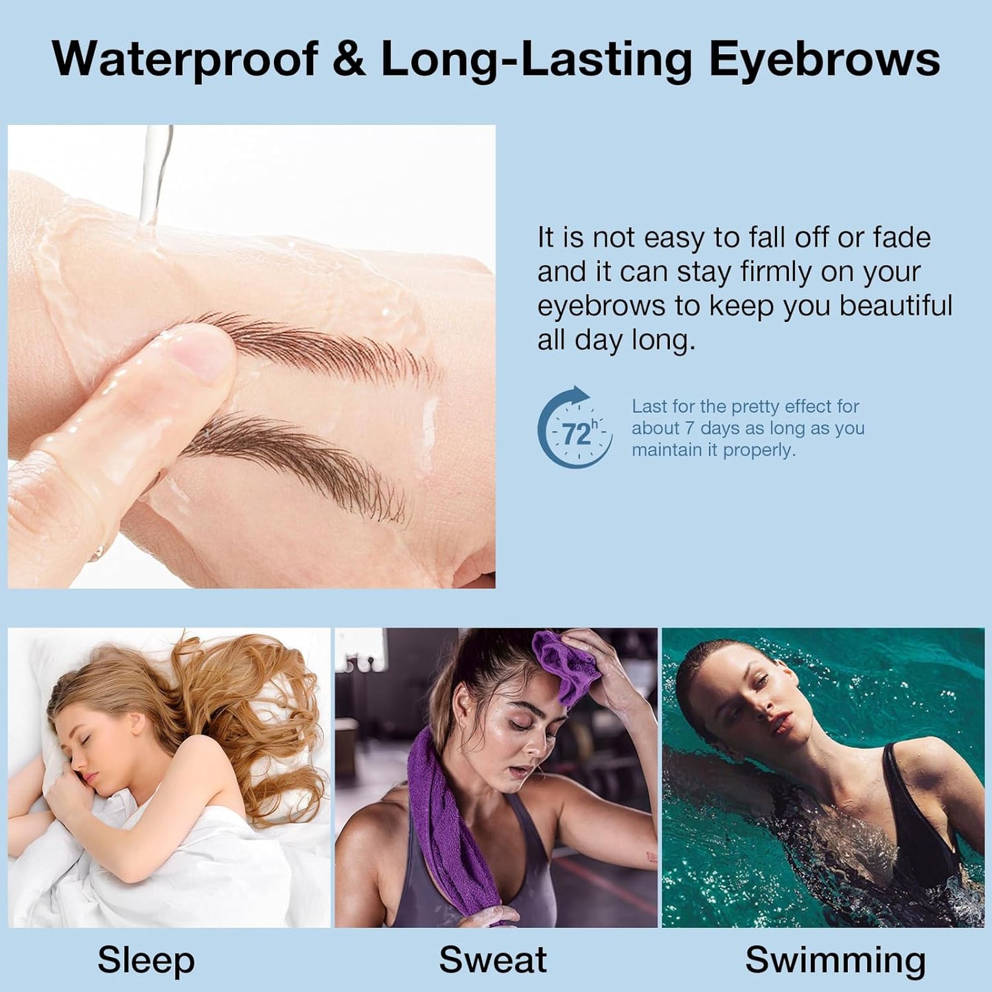 20 Sheets 200 Pairs Eyebrow Tattoo Stickers 4D Stickers Eyebrow Transfers Stickers Peel off Eyebrow Grooming Shaping Makeup Sticker for Women Girls Brown and Black