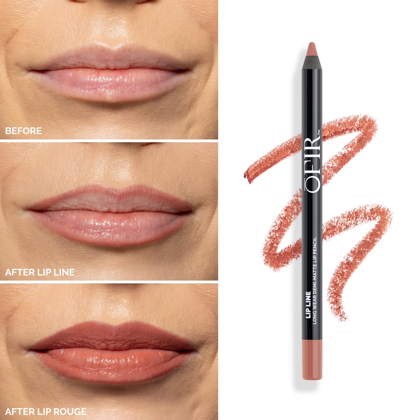 OFIR Longwear Demi-Matte Lip Pencil | Smudge-Proof, Easy Glide, Hydrating, Long-Lasting Color | Off Pink - Neutral Nude Lip Liner Pencil | 0.042 OZ