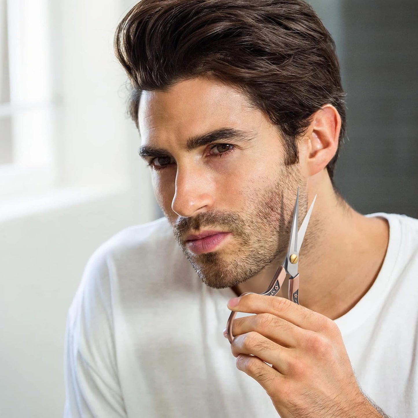 Facial Small Hair Grooming Beauty Scissors,2pcs 5 inch Comestic Cutting shears for Men and Women,Hair Trimming,Beard,Nose Hair,Eyelash,Sewing,Embroidery,Craft, Art Work & Everyday Use