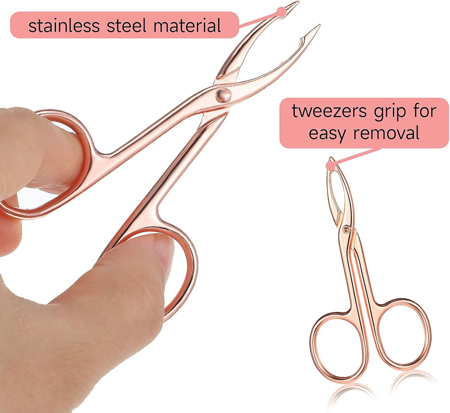 Tweezers Scissor Handle, Straight Tip Eyebrows Tweezers Scissors Shaped Hair Plucker Portable Beauty Tool for Facial Hair Remover Eyebrows Care (Black/Silver/Rose Gold,3 Pcs)