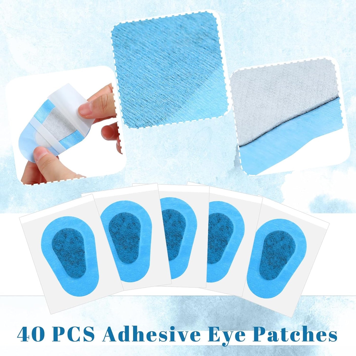 Panitay 40 Pcs Adhesive Eye Patches for Adults Disposable Breathable Medical Eye Patch for Amblyopia Lazy Latex Free Adhesive Bandages for Men(3.3 x 2.3 Inch,Blue)