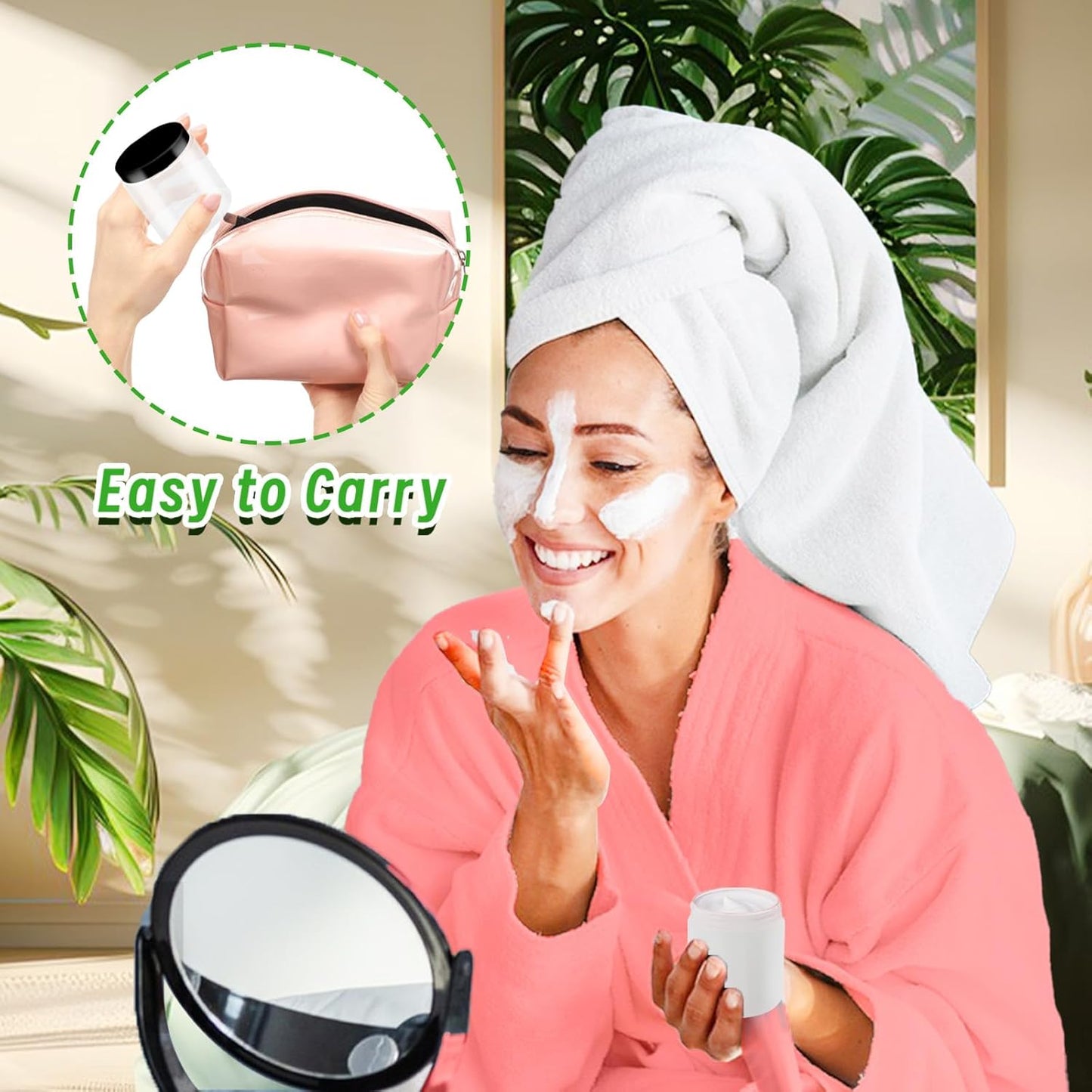 20Pcs 4oz Plastic Slime Containers with Black Lids,Round Refillable Travel Storage Sealed Jars Clear Wide Mouth Container for Candy,Food Storage,Makeup,Cosmetics,Lotions,Eye Shadow,Cream,Samples