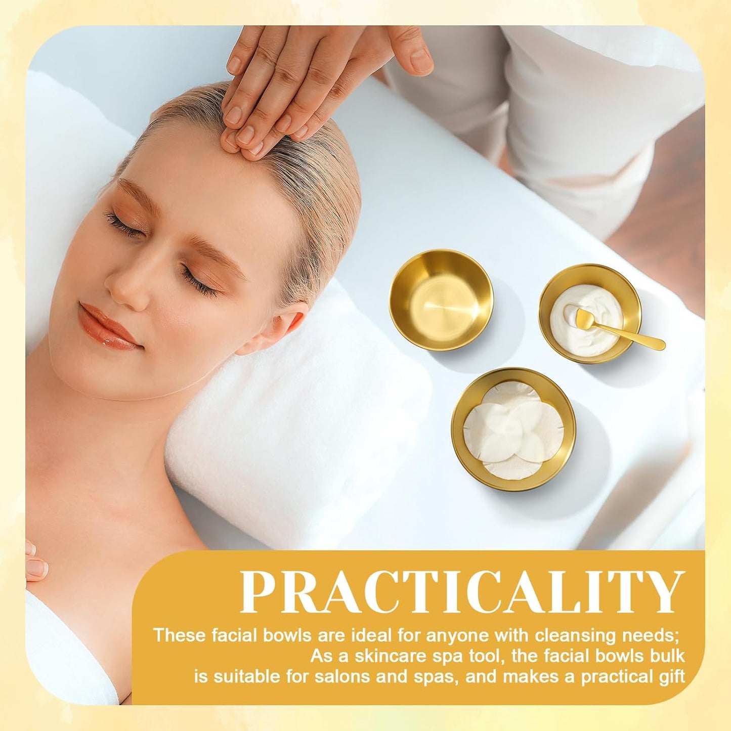 Vesici 16 Pcs Stainless Steel Facial Bowls 3.35 Inches Esthetician Mixing Bowls Esthetician Supplies for Women Skincare Salon Cosmetic Spa Home Use(Gold)