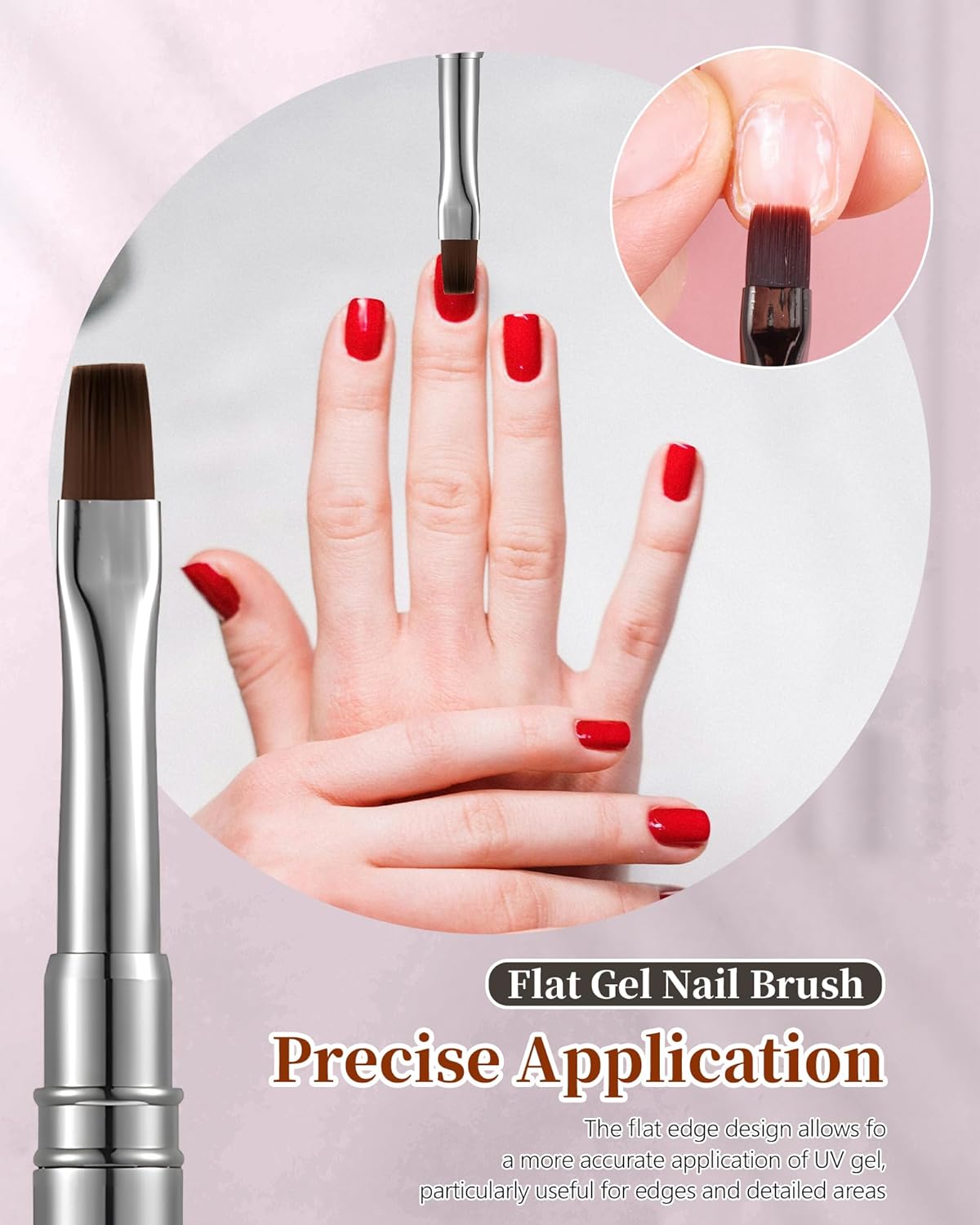 3PCS Brush for OPI Nail Polish Remover, AMilHiTon Nails Clean Up Brushes, Round/Angled/flat Acetone Resistant Nail Art Designs, and Tidying Up Polish Mishaps on Cuticles（Gun Color）