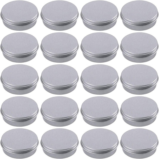 0.5 Ounce Aluminum Tin Jar Refillable Containers 15 ml Aluminum Screw Lid Round Tin Container Bottle for Cosmetic,Lip Balm, Cream, 24 Pack