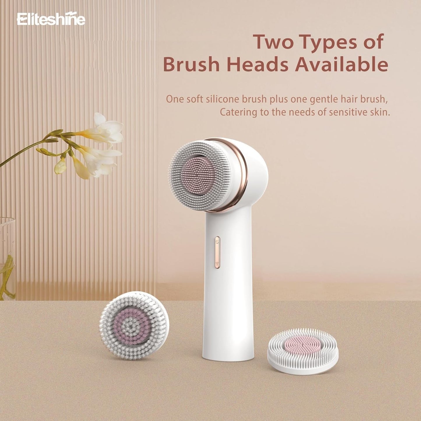 Electric Facial Cleansing Brush with Silicone and Bristle Brushheads,Gentle Electric Face Scrubber Exfoliator, Face Cleansing Brush, Face Wash Brush Machine, Rechargeable, Relief for Face Skin Issues