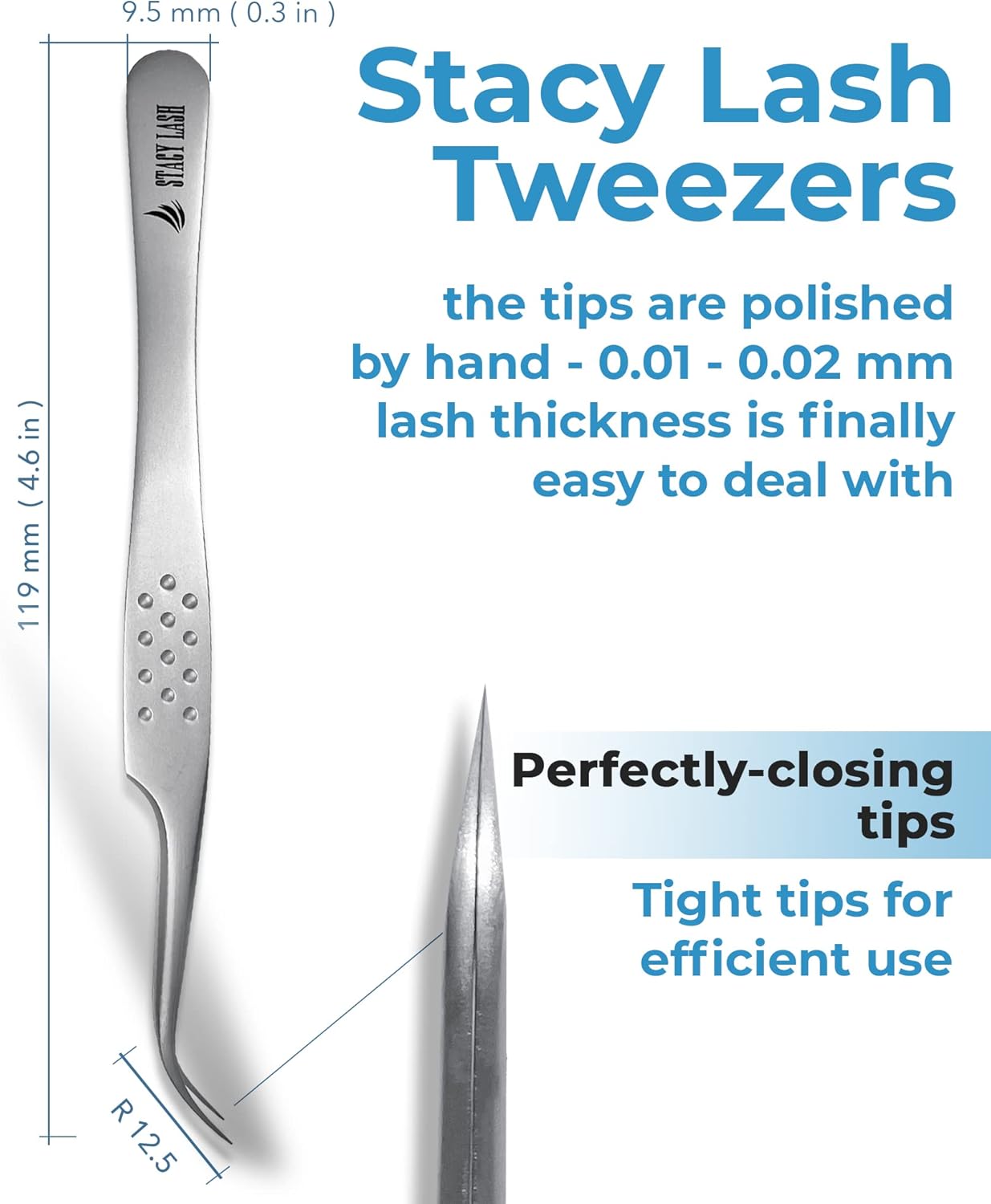 Stacy Lash STL-10 Curved Eyelash Extension Tweezers/Eyelashes Separator Tool/Supplies for Isolation Individual False Lashes & Classic Extensions/Precision Application Tools/Beauty Accessories