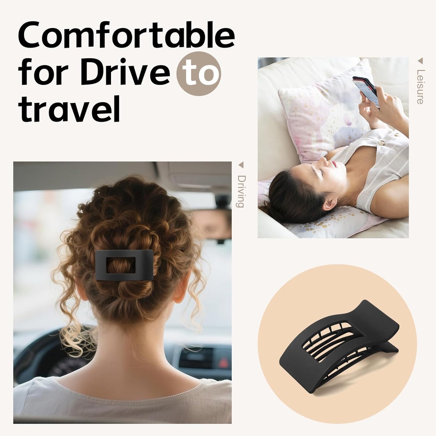 8 Pack French Flat Hair Clips for Women – Large Matte No-Slip Claw Barrettes for Thick & Thin Hair, Strong Hold Styling Accessories (black)