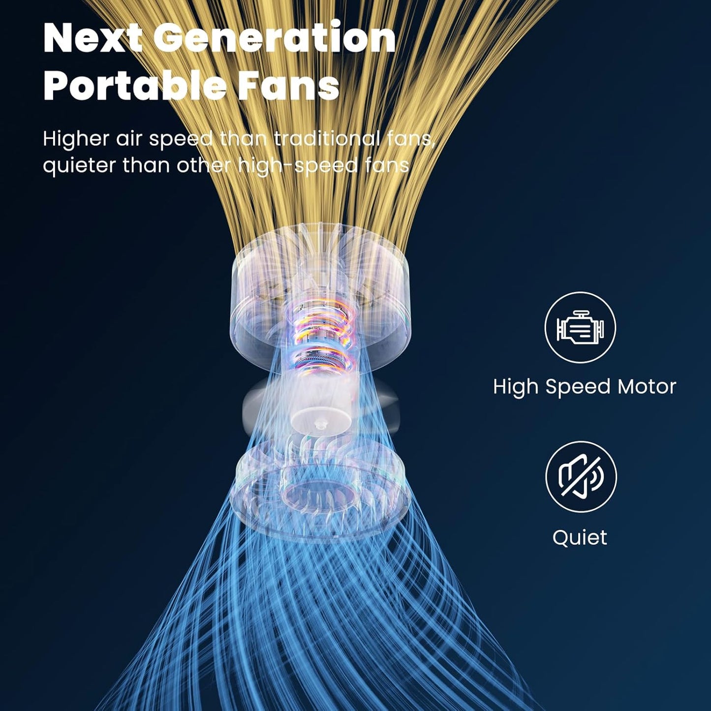 HandFan High Speed Handheld Mini Fan, Small Pocket Design Personal Fans Portable Rechargeable, 5 Gear Turbo Wind, Summer Essentials for Travel/Camping/Concerts/Commuting, Gifts for Men/Women (White)