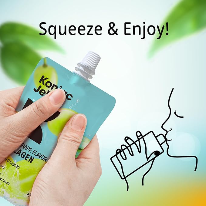 Konjac Jelly Green Grape Flavor with Collagen Peptides 10 Packs and Konjac Rice Gluten Free 12 Packs Low Calorie, Keto, Sugar Free, Healthy Food