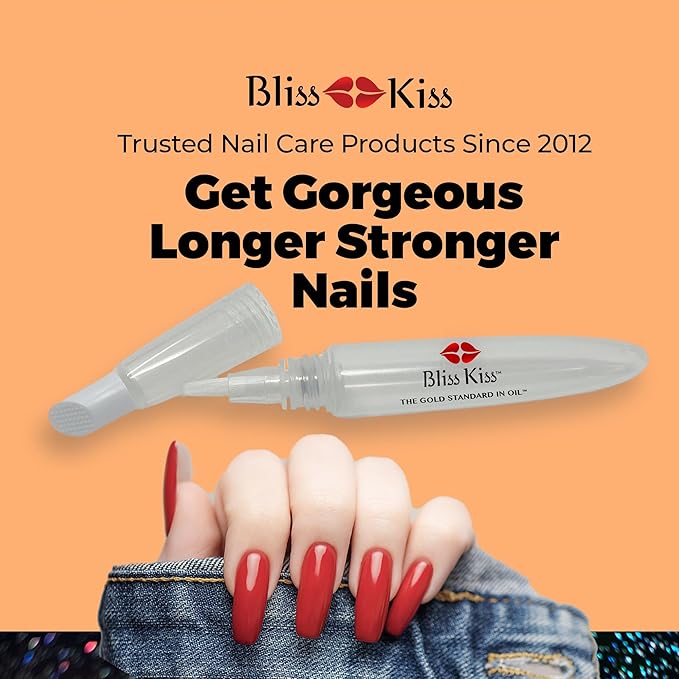 Bliss Kiss Refillable Squeeze Cuticle Oil Pen, Empty 3-Pack, Ideal for Nail Growth Oil and Nail Oil Application