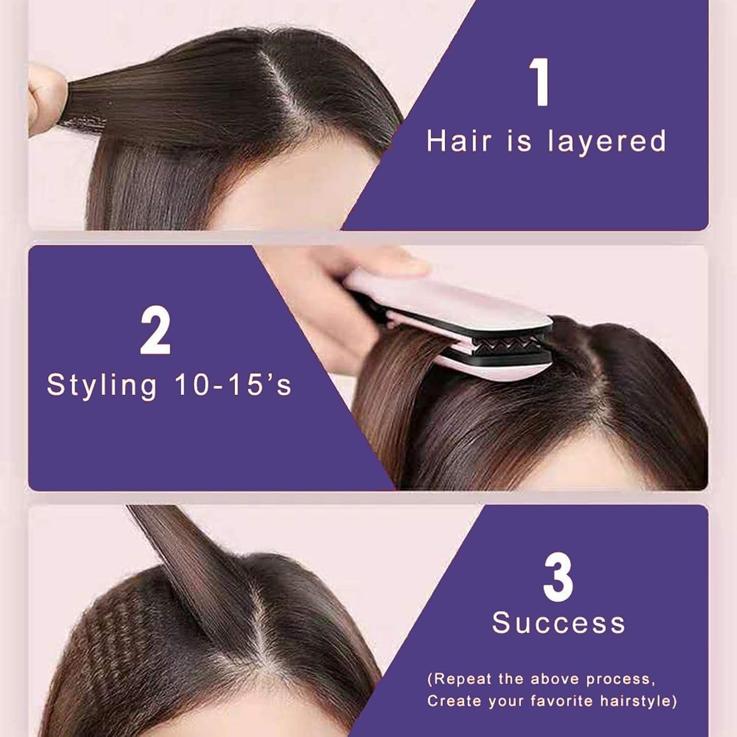 MBHAIR Ceramic Crimper Iron for Volumizing Fluffy Hairstyle, Corrugation Crimper Hair Iron, Anti Static Ceramic Hair Crimping Iron Adjust Temperature (Purple)