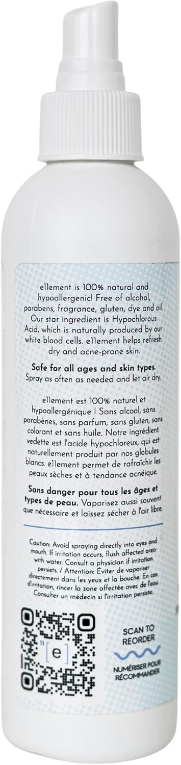 e11ement - Hypochlorous Acid Face and Skin Spray - HOCL- Safe for use on Acne Prone Skin - Eczema - Dry Scalp - Post Procedure -Toner - Eye Lash Cleanser - Face and Hand Cleanser (Large 8 oz.)