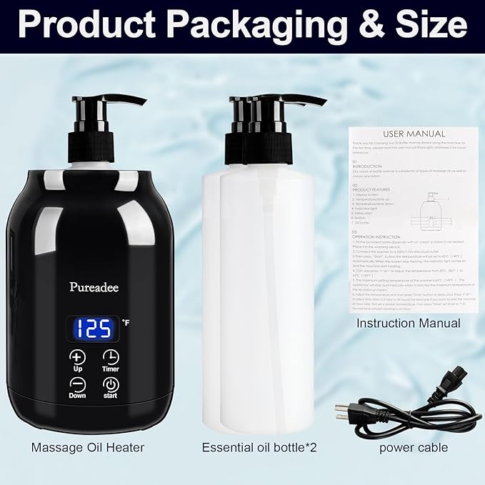 Massage Oil Warmer, Massage Oil Warmer for Massage Therapy, Oil Warmer for Massage for Salon, Barber Shops, Home, with Two Oil Bottle Dispenser