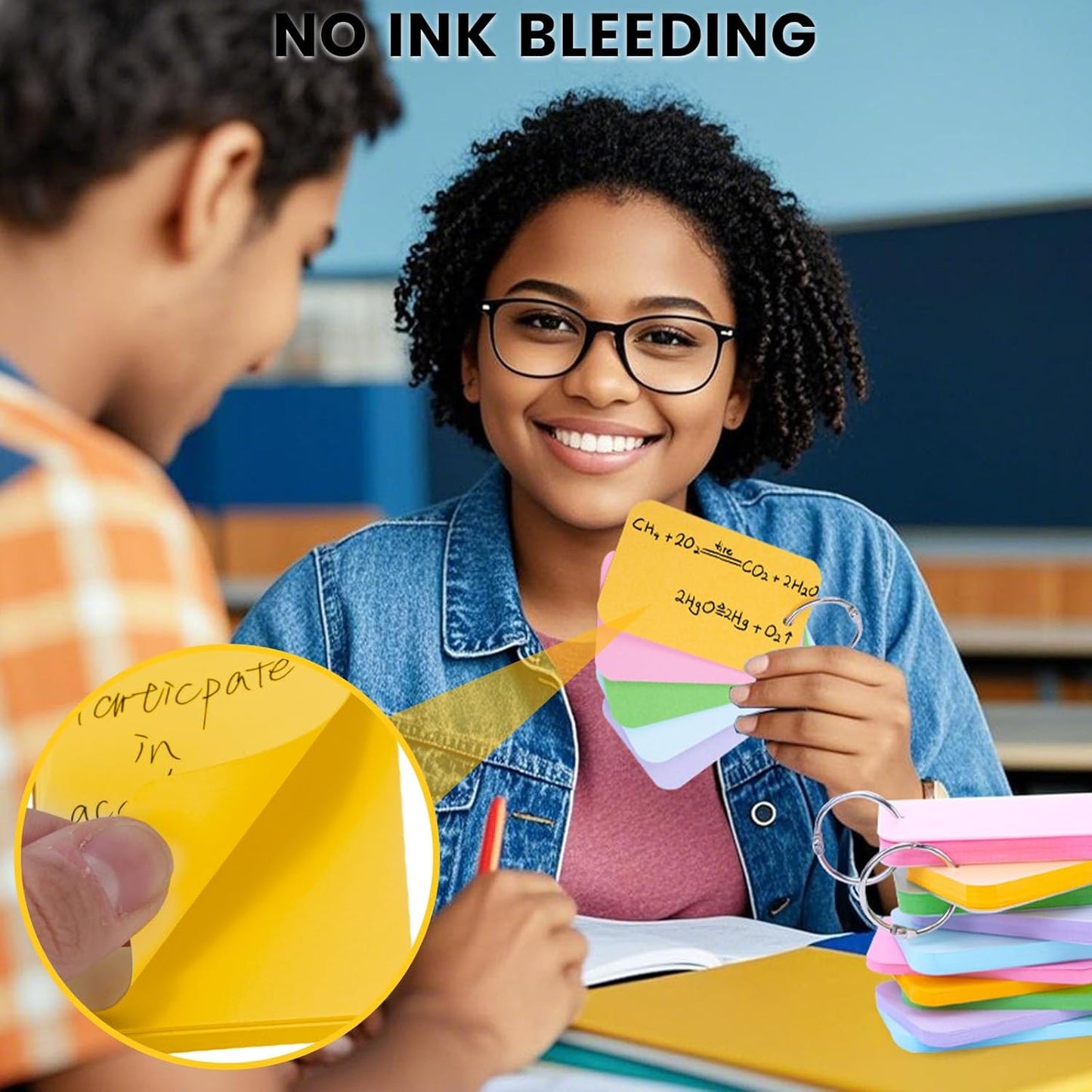 Koogel 600PCS Index Cards with Rings and Covers, 2.2x3.5 Inch Colored Flash Cards for Studying, Easy Flip Notecard for School Learning College Memory Recipe Color Coding Office Supplies, 12 Colors