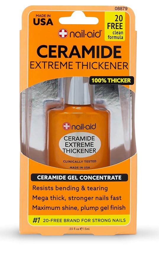 NAIL-AID Ceramide Extreme Thickener + Gel Top Coat, Clear, 2 Count