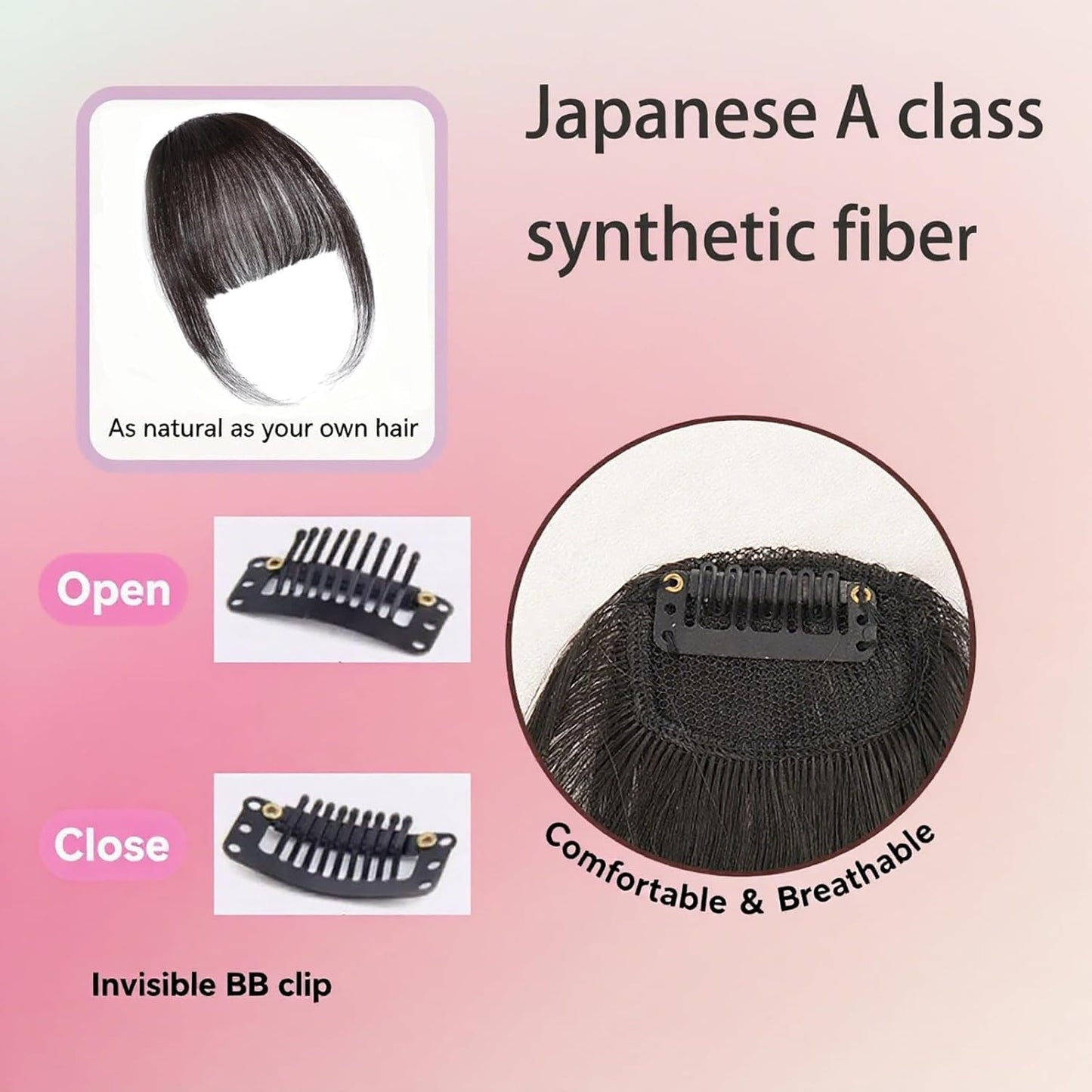 Bangs Hair Clip - Temples Wispy Bangs Hair Extensions,Black Brown Air Bangs, Japan A class synthetic,Fake Clip in Bangs for Women with Daily Wear