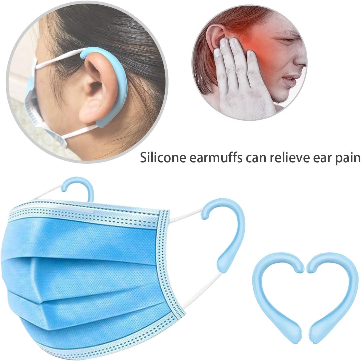 Ear Protectors Anti-Slip Silicone Soft Earloop Relieve Ear Discomfort Silicone Earmuffs