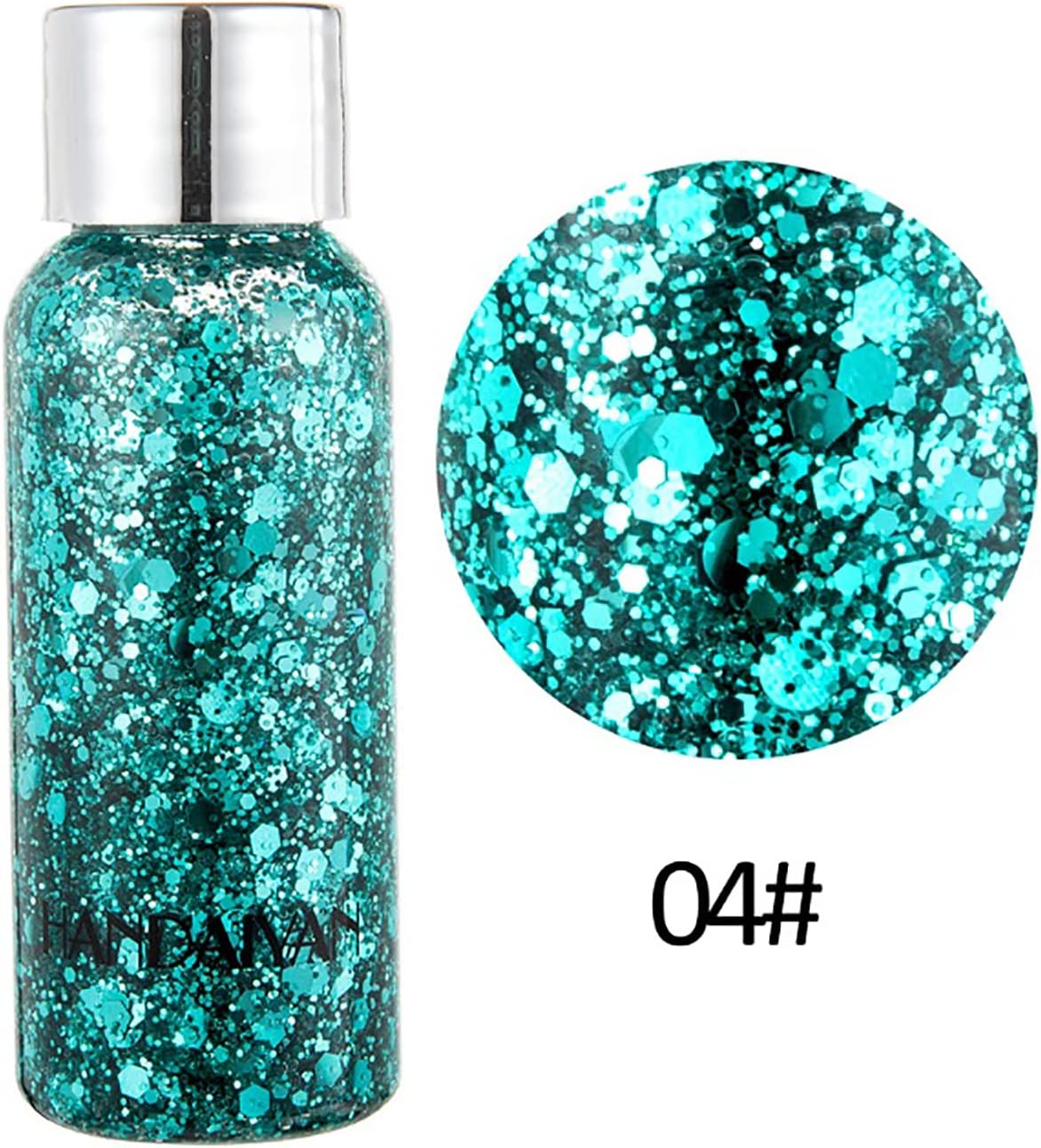 Mermaid Sequins Body Glitter Gel, Make Up Long Lasting Glitter for Body Face Hair Eyeshadow, Music Festival Party Carnival Long Lasting Face Glitter, No Glue Needed and Easy to Remove. (Green)