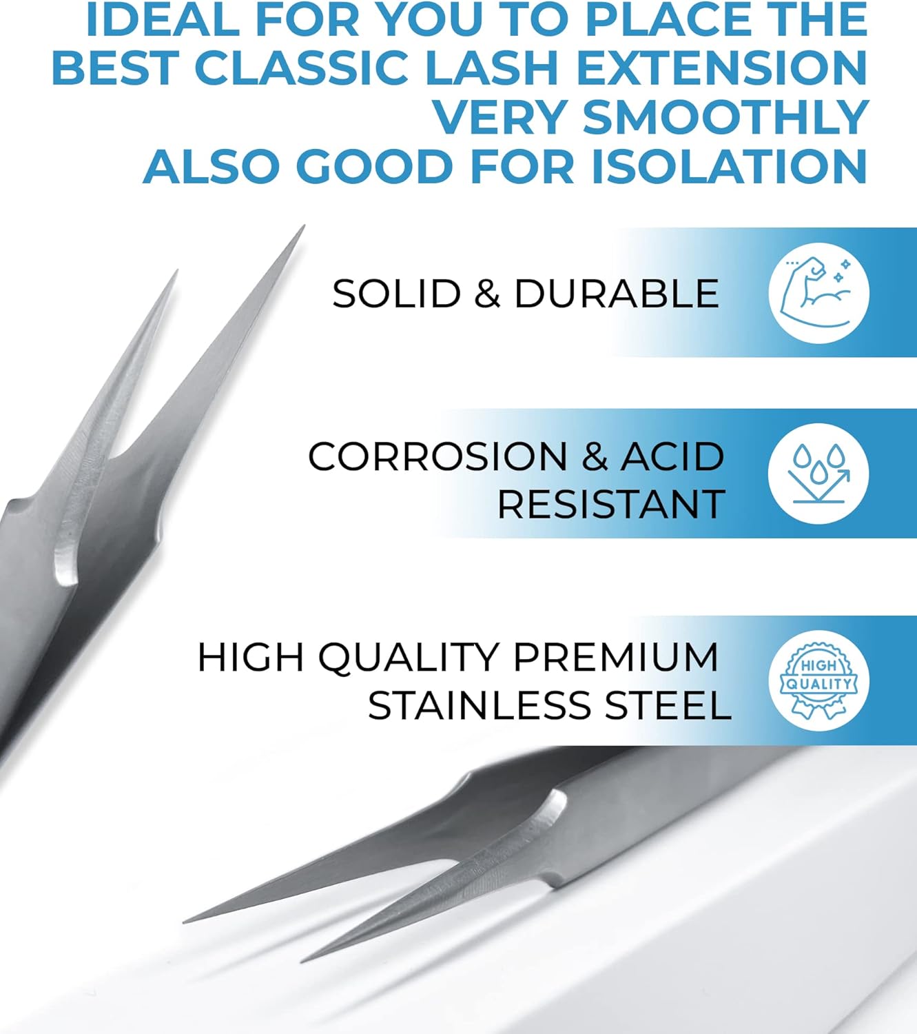 Stacy Lash STL-4 Isolation Eyelash Extension Tweezers/Supplies for Classic Extensions & Individual False Mink Lashes/Precision Eyelashes Separator Tool/Beauty Accessories/Sharp Tweezer Tip