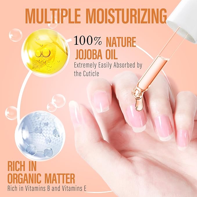 CHUCHU Organic Cuticle Oil for Nails: Orange Jojoba Nail Oil with Vitamin B & E - Moisturizes Repairs and Promotes Nail Growth - Prevents Dryness Hangnails and Chapped Skin 15ML