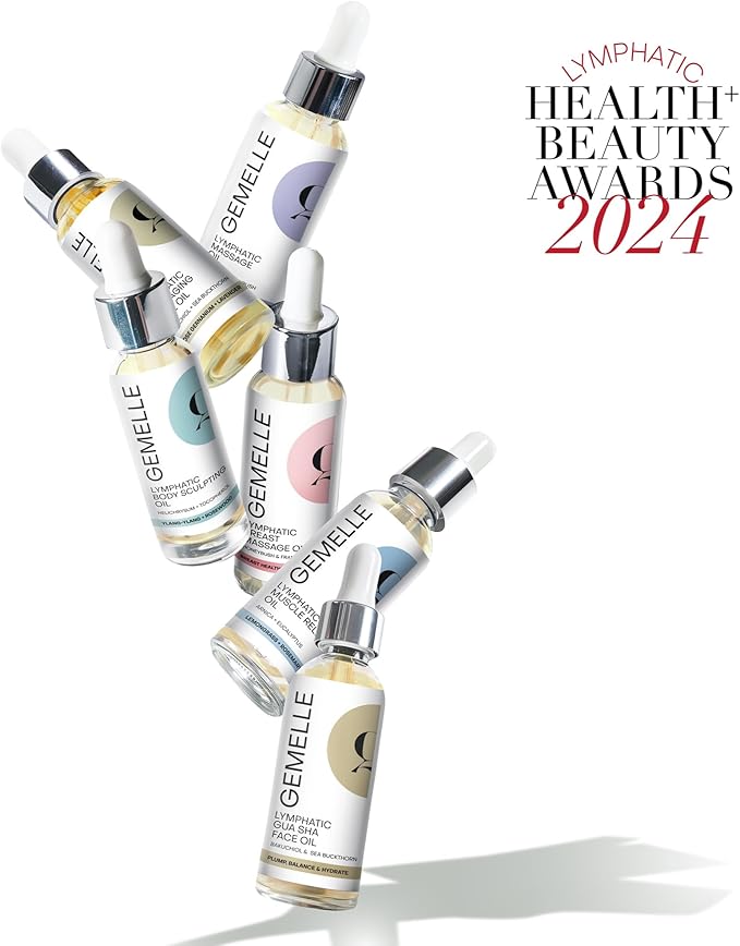 GEMELLE Lymphatic Massage Oil | 6X Award Winner | Detox Rituals, Beauty, Puffiness & Swelling | Arnica & Honeybush | Paraben-Free, Luxury Botanical Skin Care 30ml