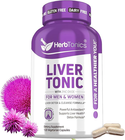 Herbtonics Liver Cleanse Detox & Repair Formula 20+ Herbs: 120 Vegan