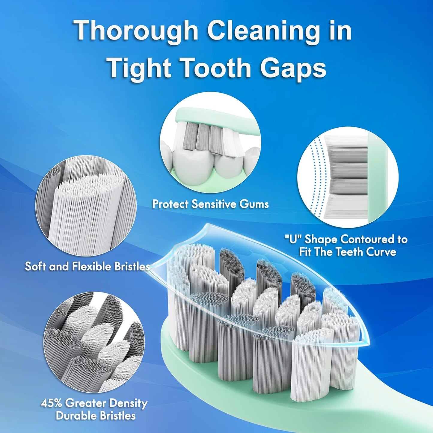 Portable Electric Soft Toothbrush with Travel Case, 90-Day Largest Battery Life, 10 Brush Heads, 5 Modes Deep Clean, Ergonomically-Designed for Enhanced Comfort - Ideal Gift for Adults & Kids