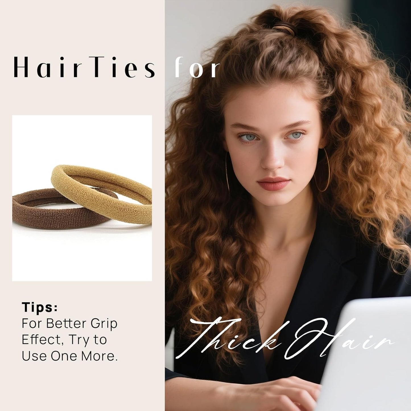 Dreamlover Hair Ties for Women, Ponytail Holders, Neutral Color, 50 Pieces