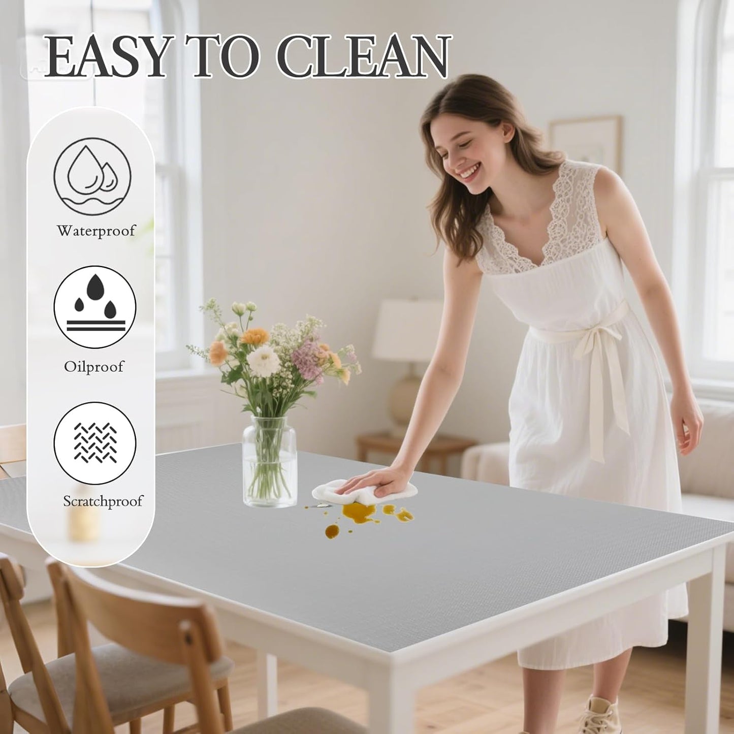 Beautysaid Shelf and Drawer Liner for Kitchen Cabinet, Non Adhesive Non Slip Shelf Paper Waterproof Washable Thickened for Dresser Pantry Shelve Bathroom Protector Liner(Light Grey,12 in x 10 FT)