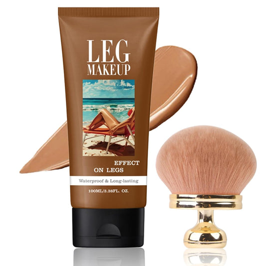 Legs Makeup Waterproof with Brush - No Transfer Body Concealer for Varicose Veins Appearance, Tattoo & Scar Cover Up for All Skin Tones, Waterproof (Bronze)