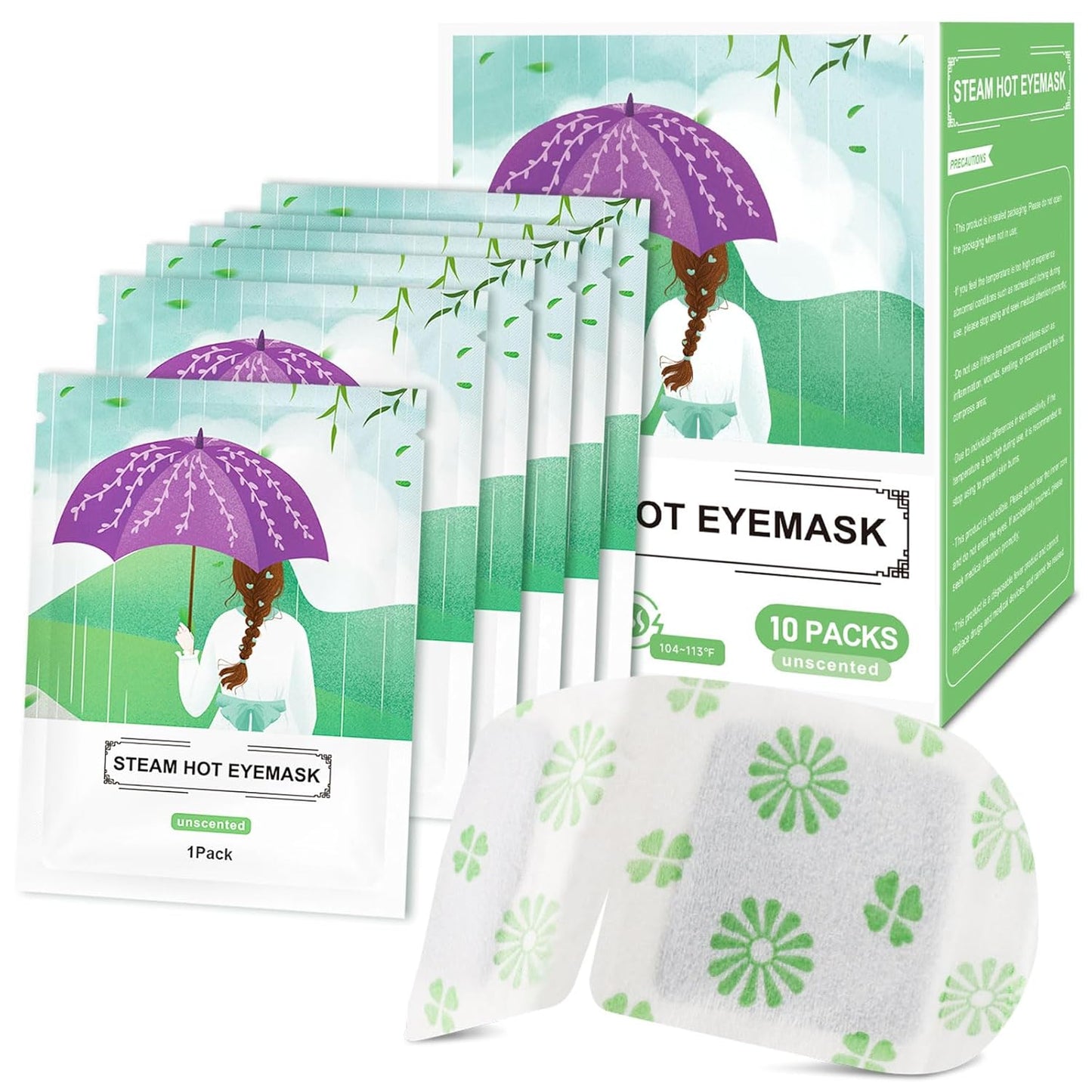 10 PCS Steam Eye Masks Unscented Heated Eye Mask Self Heating for Eyes, Disposable Warming Eye Mask for Sleep, Unscented Scent Eye Steam Mask for Spa/Travel, Stress Relif & Relaxation Gifts for Women