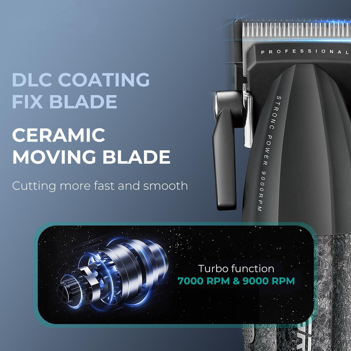 VGR 640 Professional Hair Clippers for Men, 9000RPM Cordless Barber Clippers and Trimmers Set, Zero Gap T-Blade Hair Cutting Kit, DLC Coated Ceramic Blade Barber Kit with LED Display(Black)