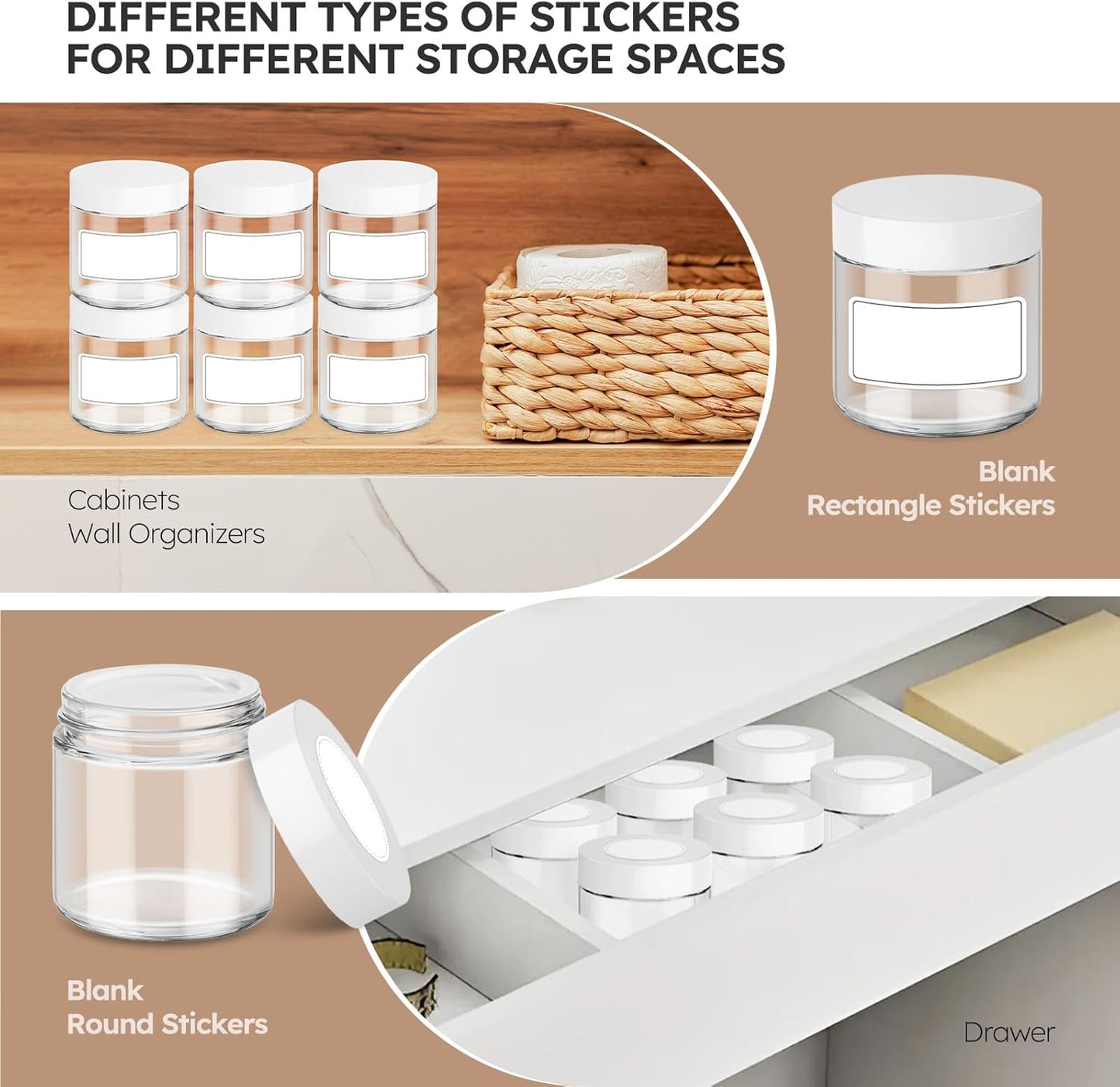 Tecohouse 4 oz Glass Jars with Lids, 48 Pack Clear Cream Canning Mason Jars with Lids, White Labels & Inner Liners, Empty Airtight Round Clear Slime Containers for Spice, Lotion, Ointments