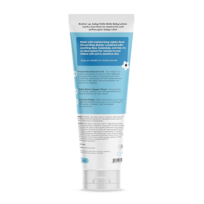 Hello Bello premium Baby Lotion | Vegan and Cruelty Free Moisturizing, Non-Greasy Lotion for babies and Kids | Fragrance Free | 8.5 FL Oz (1 Pack)