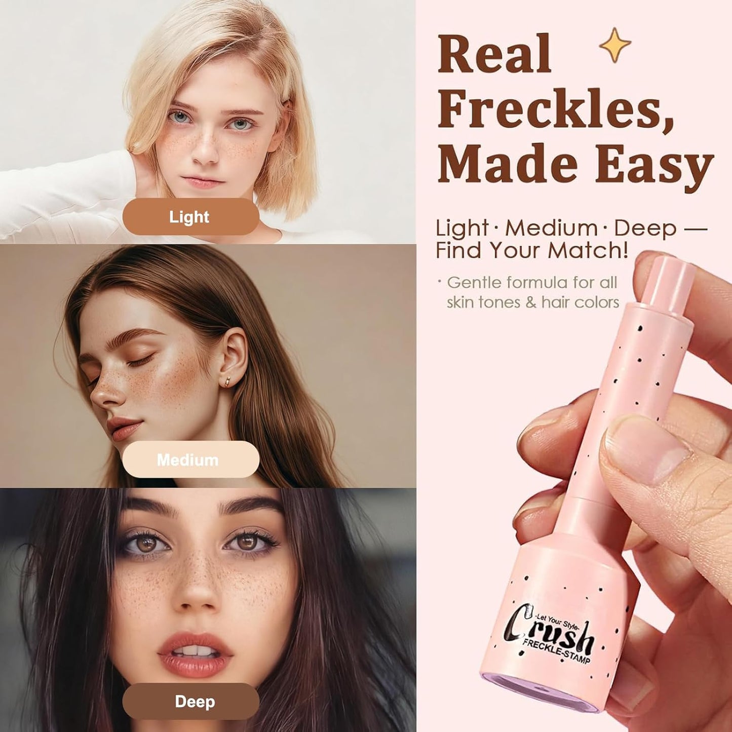 Faux Freckle Stamp for Girls and Women,Long Lasting Quick-drying Waterproof 5 Points Freckle Pen,Get Natural Lifelike Sunkissed Face Freckle Makeup Gift on Birthdays (03 Deep)