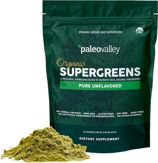 Paleovalley Organic Supergreens Powder 23 Superfoods 30 Servings
