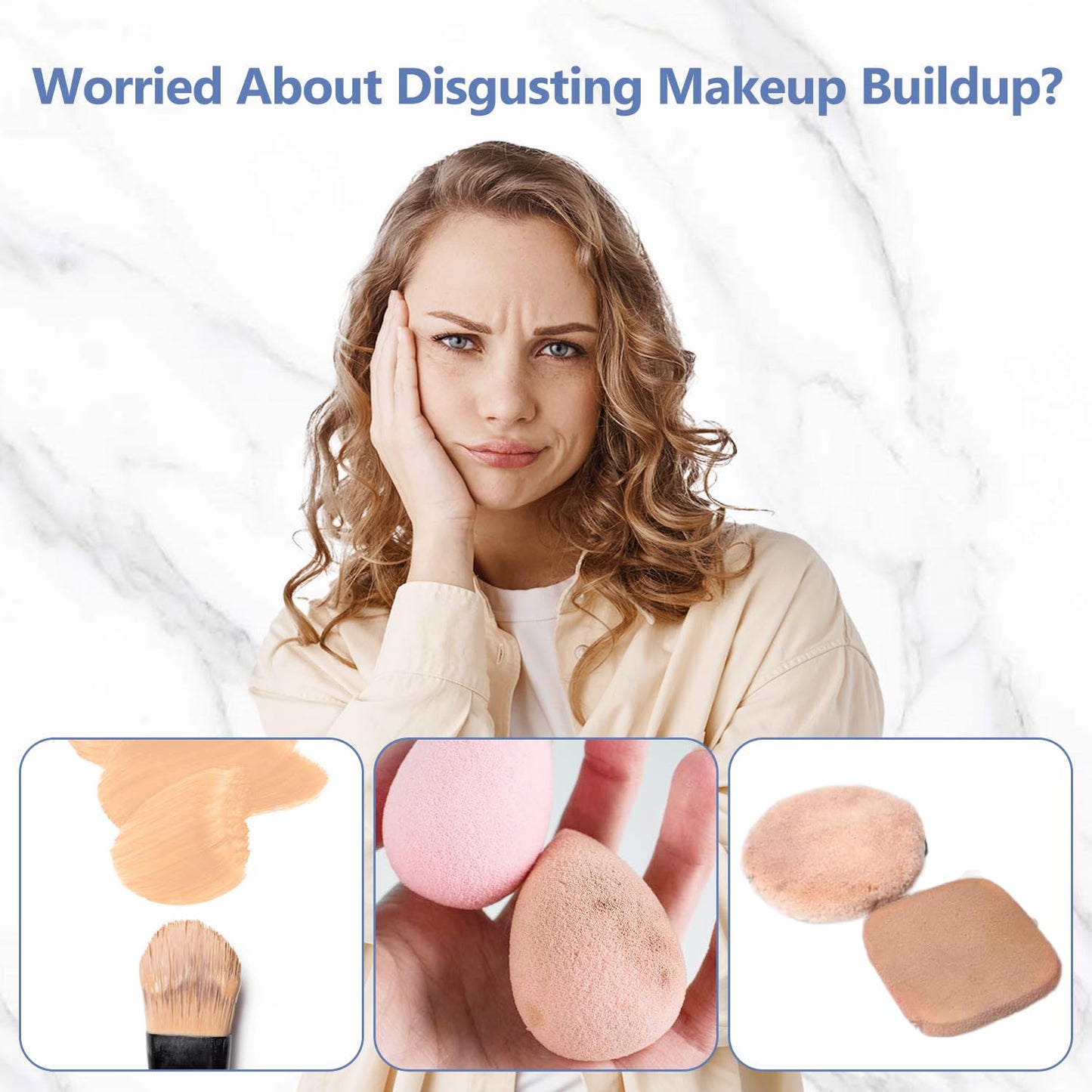 Alyfini Makeup Brush Cleaner Solution + Scrub Basin Combo, Removes Tough Stain on Make Up Brushes Set/Sponge/Puffs, Deep Clean Inner Bristles from Waterproof Foundation/Concealer, 10.2 Fl Oz/300 ml