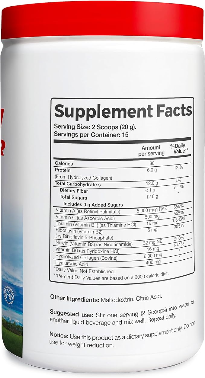 Full Life Collagen Peptides Powder - Bovine Collagen Supplement with Hyaluronic Acid - Hydrolyzed Collagen Powder for Women and Men - Kosher, Gluten-Free - 300g