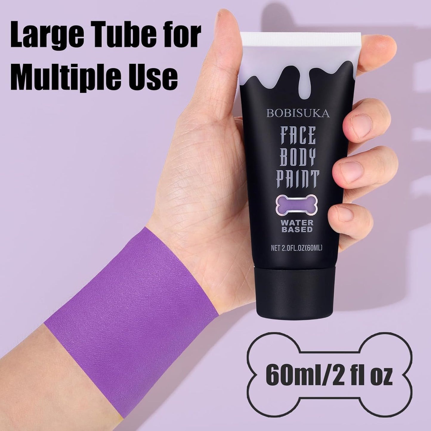BOBISUKA Light Purple Face Body Paint, Water Based Face Painting for Art Theater Halloween Party Cosplay Clown SFX Makeup for Women Adults Teens, Non-Toxic Washable