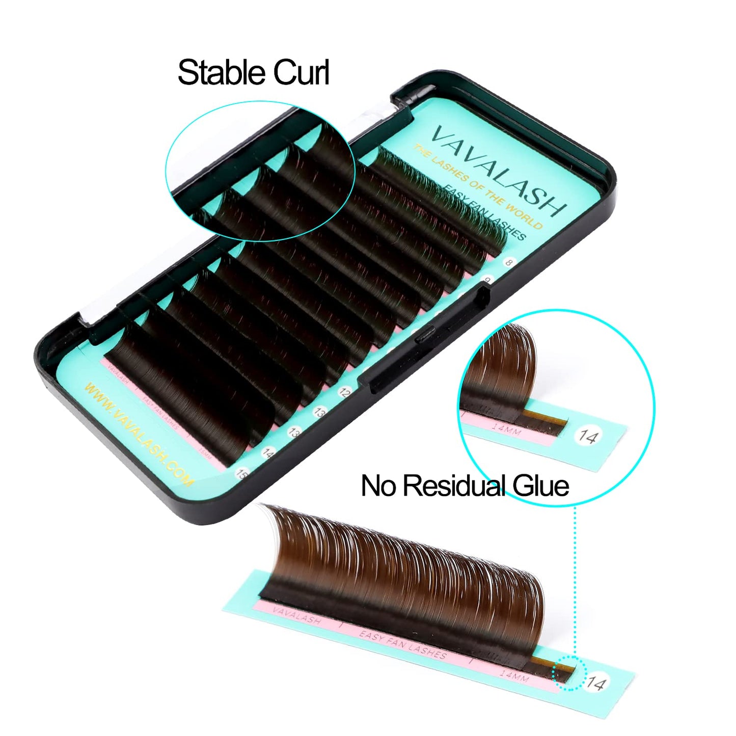 VAVALASH Colored Easy Fan Eyelash Extensions 0.07 D Curl 13-20mm Mixed Lash Tray Brown Self Fanning Lashes Colorful Volume lash extensions（Brown,0.07-D-13-20mm）
