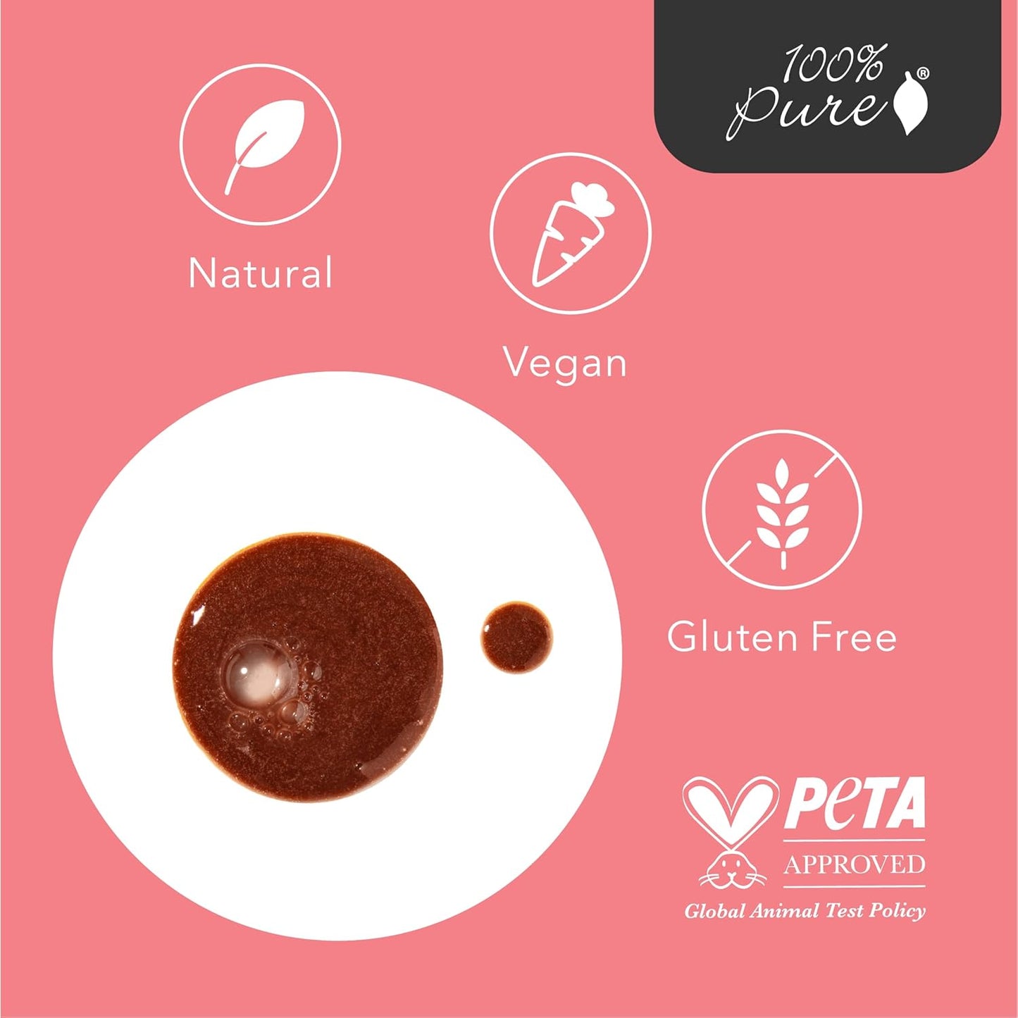 100% PURE Cocoa Cream Face Cleanser Moisturizing Wash for Women & Men Natural Hydrating Soap with Antioxidants & Caffeine - Cleanse Pores & Detoxify Vegan Makeup Remover - 3.4oz