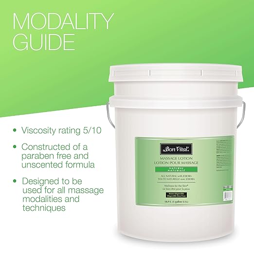 Bon Vital' Naturale Massage Lotion with Natural Ingredients for Earth-Friendly Massage, All Natural Moisturizer, Relieves Muscle Soreness and Increases Circulation, 5 Gal, Label may Vary