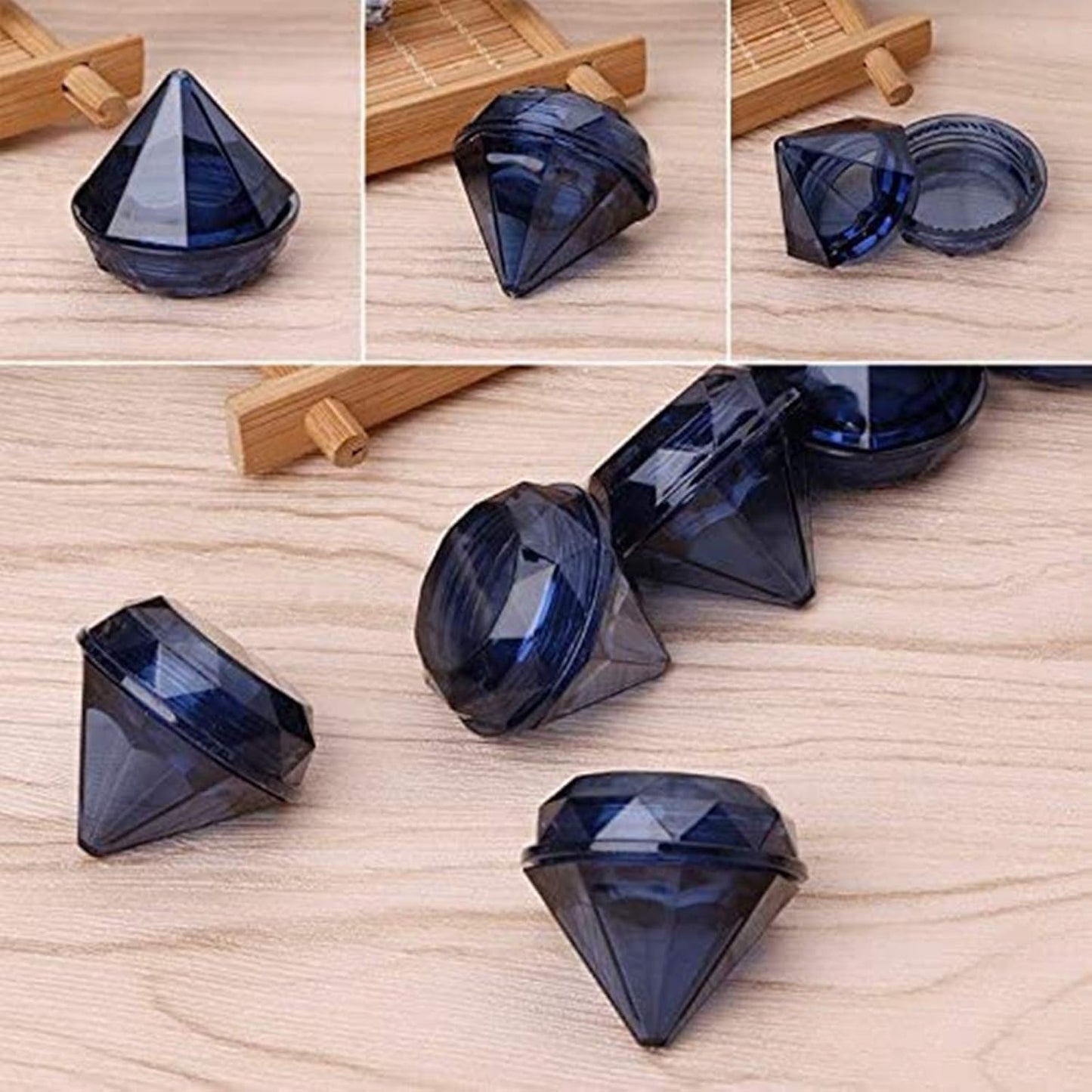 50 Pack 5 Gram5 ML Empty Clear Jars Diamond shaped Plastic Cosmetic Jars Makeup Samples Pot with Lids Trial Case Refillable Cosmetics Cream Box for Lotion Lip Balm Eyeshadow Nails (Royal